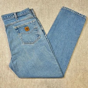 Carharrt Jeans Tapered Leg Relaxed Fit Vintage Zip Fly Distressed Mid Wash 40x32 - Foto 1 di 10