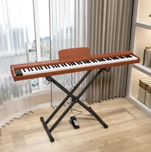 Pianoforte Elettrico Portatile 88 Tasti Tasto Ponderato Principiante 1 Padel,X Supporto 5130 Legno - Foto 1 di 10