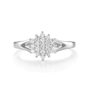 Ladies Woman's Wedding Sterling 925 Silver 1 Carat White Sapphire Cluster Ring  - Picture 1 of 4