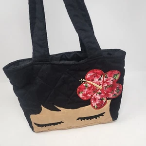 Regency Creations Small Cloth Tote Bag Island Girl Hibiscus Applique Flower Vtg - Picture 1 of 9