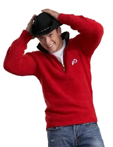 NCAA Utah Kashwere Red Unisex Half Zip Pullover with Black Collar, Large/42-45) - Picture 1 of 1