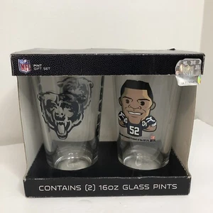 Official NFL Chicago Bears 16oz Glass Pints Set 2 Khalil Mack Man Cave Football - Picture 1 of 8