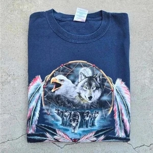 Bald eagle Mens Size XL Blue Graphic Print t shirt - Picture 1 of 3