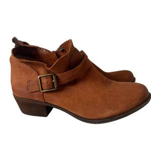 Lucky Brand Boomer Casual Ankle Boots Brown Leather Womens Sz. 9 M EU 39 Slouchy - Picture 1 of 21