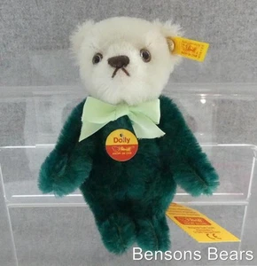 Réplica miniatura Steiff 1991 Dolly oso verde y blanco mohair 15 cms Ean 030727 - Imagen 1 de 4
