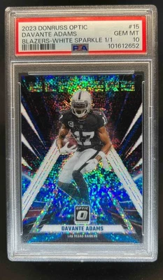 Blazers Donruss Optic Davante Adams 2023 White Sparkle #1/1 Raiders PSA 10 Foto 1 de 2