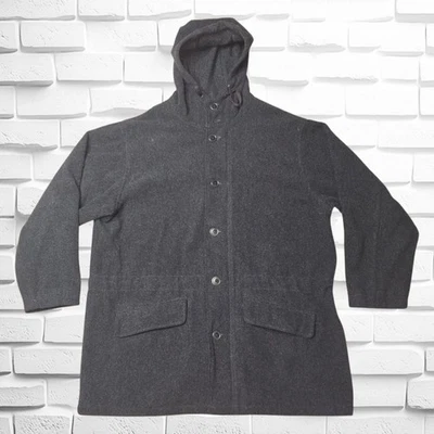 De Colección Polo Ralph Lauren Abrigo de Lana con Capucha Chaqueta Gabardina Grande Gris Usado en Excelente Condición Foto 1 de 4