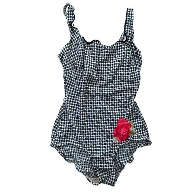 Traje de baño Cole of California Houndstooth Rose de una pieza vintage para mujer EE. UU. Foto 1 de 4