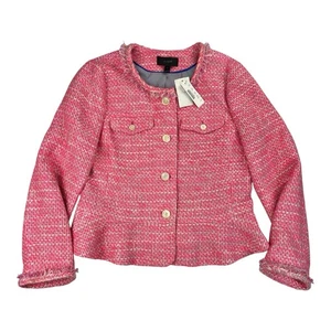 NEW - JCREW Peplum Lady Jacket in Neon Fuchsia Tweed Size 10 G1959 NWT - Picture 1 of 24