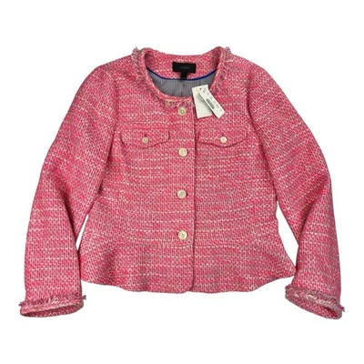 NEW - JCREW Peplum Lady Jacket in Neon Fuchsia Tweed Size 10 G1959 NWT - Image 1 of 4