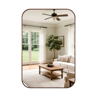 22x30 inch Brushed Bronze Vanity Mirror, Copper Rectangle Mirror for Bathroom... - Image 1 of 4