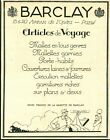 Publicité Ancienne Barclay articles de voyage 1925  issue de magazine 