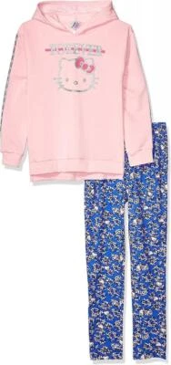 Conjunto de 2 piezas de sudadera con capucha y leggings rosa Hello Kitty para niñas talla 3T 4T 5/6 6X 7 8/10  Foto 1 de 4