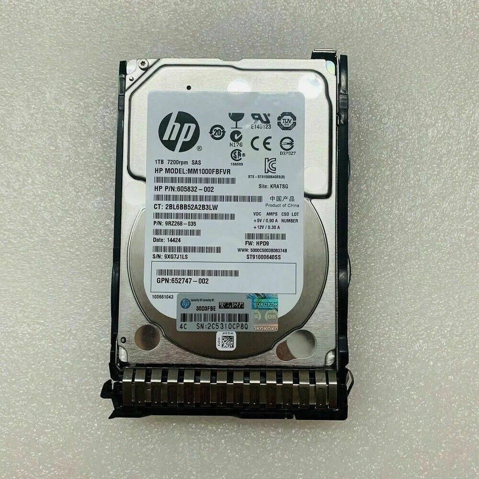 HP MM1000FBFVR 605832-002 653954-001 1TB 6G7.2K 2.5" SAS SC MDL HARD DRIVE G8/G9 - Image 1 of 3