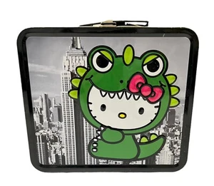Hello Kitty Sanrio Tin Metal Lunch Box Green Dinosaur Loungefly Japan LA 2014 - Picture 1 of 11