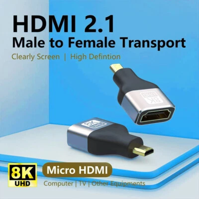 Micro HDMI Male to HDMI Female Adapter Connector 8K 60Hz V2.1 Ultra HD Converter - Image 1 of 4