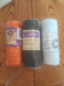Halloween Mesh Rolls For Decorating And Crafting -3 Rolls Orange, Black, White - Picture 1 of 4