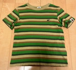 A Bathing Ape Bape kids Short Sleeve T-Shirt 120 approx. 6T Striped Green cotton - Picture 1 of 23