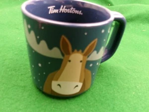 Tim Hortons 2019 moose ceramic mug cup blue night scene cartoon animal - Bild 1 von 5