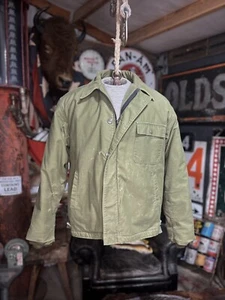 Vintage 1970’s US Navy A2 Deck Jacket Large Green Full Zip Vietnam Stencil - Bild 1 von 7