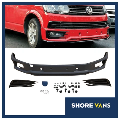 VW T6 FRONT SPOILER Sportline Front Bumper Splitter PU Plastic - Image 1 of 4