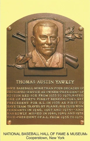 Postcard Tom Yawkey Boston Red Sox HOF Hall of Fame Cooperstown MINT Cover