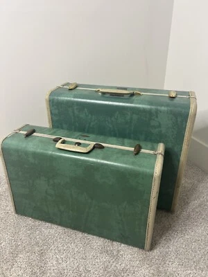"Juego de equipaje vintage Samsonite Bermuda mármol verde 2 piezas 17,5"" y 13""" Foto 1 de 4