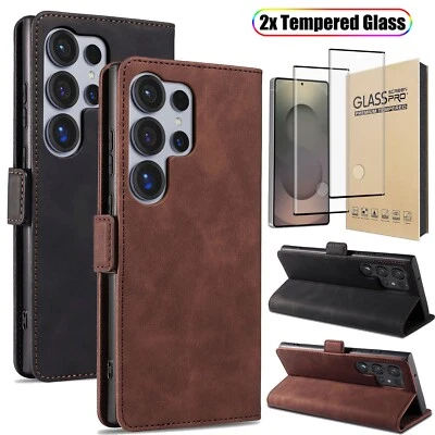 For Samsung S25 Ultra S25 Plus 5G Magnetic Leather Case Cover / Screen Protector - Image 1 of 4