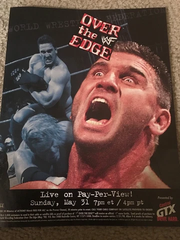 Vintage 1998 WWF OVER THE EDGE PPV Poster Print Ad KEN SHAMROCK ECW WWE RARE Cover