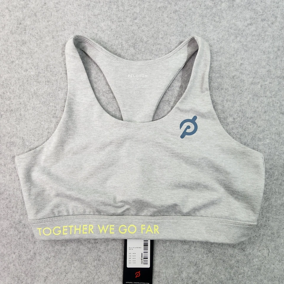 Peloton Womens Size Medium Heathered Strappy Sports Bra Together We Go Far PS121