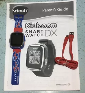 2016 VTECH 1716 KIDIZOOM DX BLUE RED FLAMES SMARTWATCH & RED CHARGE CABLE NO BOX - Picture 1 of 12
