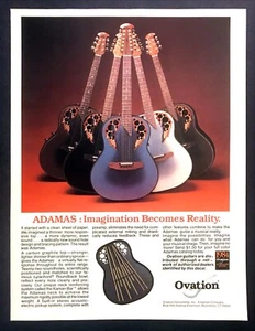Guitarra eléctrica acústica Ovation Adamas 1984 parte posterior redonda foto anuncio impreso vintage - Imagen 1 de 1