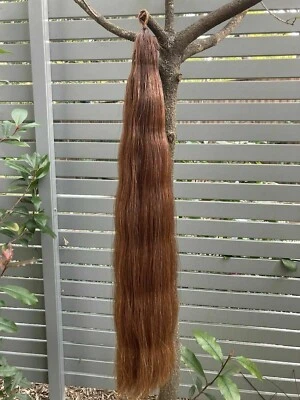 DOUBLE False Tail Dark CHESTNUT Genuine Horse 80CM 32“ False Horse Tail 360g - Photo 1/4
