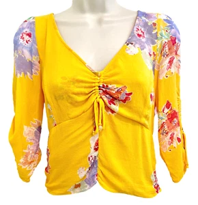 Top donna Free People taglia M cropped increspato floreale troical resort spiaggia - Foto 1 di 9