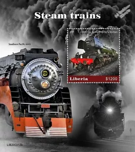 LNER 4472 Flying Scotsman & Southern Pacific 4449 Train Stamp Sheet 2020 Liberia - Picture 1 of 1