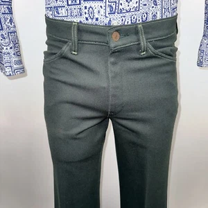 Vtg 60s 70s Mens Pants Farah Flare Leg Green Disco Saturday Night Fever sz 30 34 - Picture 1 of 16