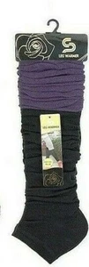Women's Fall Winter Leg Warmers Over The Knee One Size Purple W Black New - Picture 1 of 1