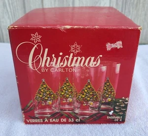 SET 4 BICCHIERI DA BEVANDA VINTAGE ANNI 80 CHRISTMAS BY CARLTON 11 OZ SCATOLA ORIGINALE - Foto 1 di 16