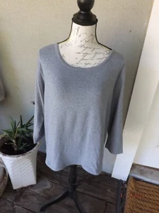 Top Chico's, Teniente Gris Algodón/Spandex Manga 3/4, Talla 3 - Imagen 1 de 4