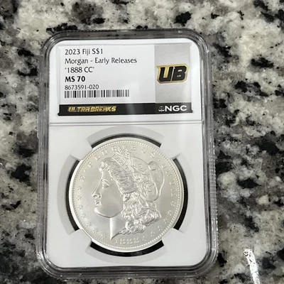 2023 FIJI Morgan 999 Silver Dollars 1888 CC Early Release Ultra Breaks NGC MS70 - Image 1 of 4