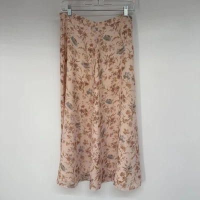 Falda Midi Laura Ashley Talla 10 Rosa Floral Completamente Forrada Línea A Botón Cottagecore Foto 1 de 4