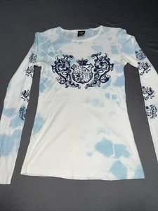 Sledge USA Made Y2k Shirt Women S Tie Dye Long Sleeve Stretch V Neck Top -4593 - Picture 1 of 19