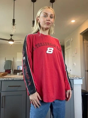 Camisa Dale Earnhardt Jr L Roja Manga Larga 8 Nascar Budweiser Racing Algodón Y2K Foto 1 de 4