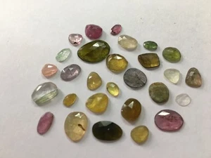 Wassermelone Turmalin Rosenschnitt Lot Gewicht 19,5 Karat Größe 5,4x4,6mm bis 13x9,6mm - Bild 1 von 5