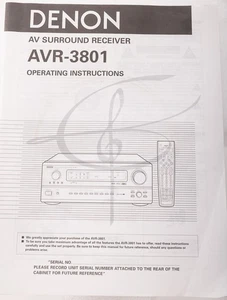 OEM DENON AV SURROUNMD RECEIVER MANUAL AVR=3801 - Picture 1 of 3