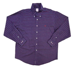 Brooks Brothers Traditional Long Sleeve Dress Shirt Blue Red Plaid Mens Size L - Picture 1 of 9