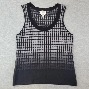Talbots Sweater Vest 100% Merino Wool Black Grey Dots Scoop Neck Womens XL - Picture 1 of 9