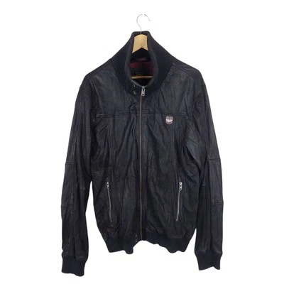 Superdry Biker Mens Black Leather Jacket Size XL - Image 1 of 4