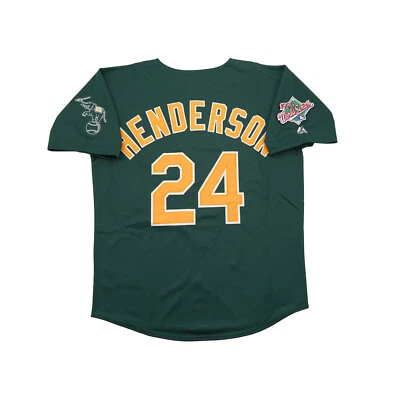 Camiseta masculina verde Alt Rickey Henderson Oakland Athletics 1990 World Series - Imagem 1 de 4