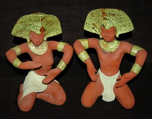 VINTAGE Ceramic Sculptures Balinese Dancers Signed by Scharf 1954 Magnificent! - Picture 1 of 11
